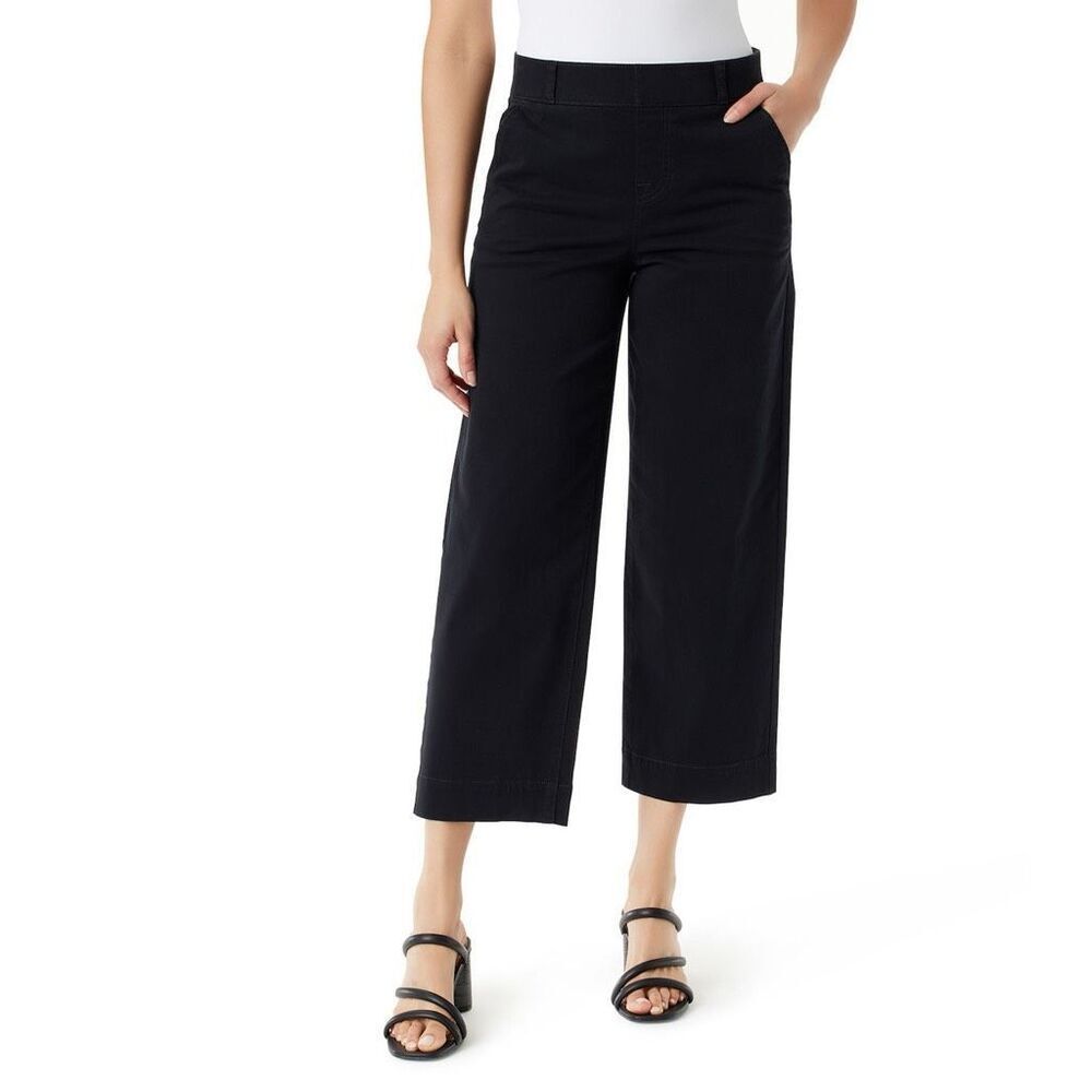 Gloria Vanderbilt Shape Effect High Rise Wide Leg Crop Pants Size 12 NWT Black